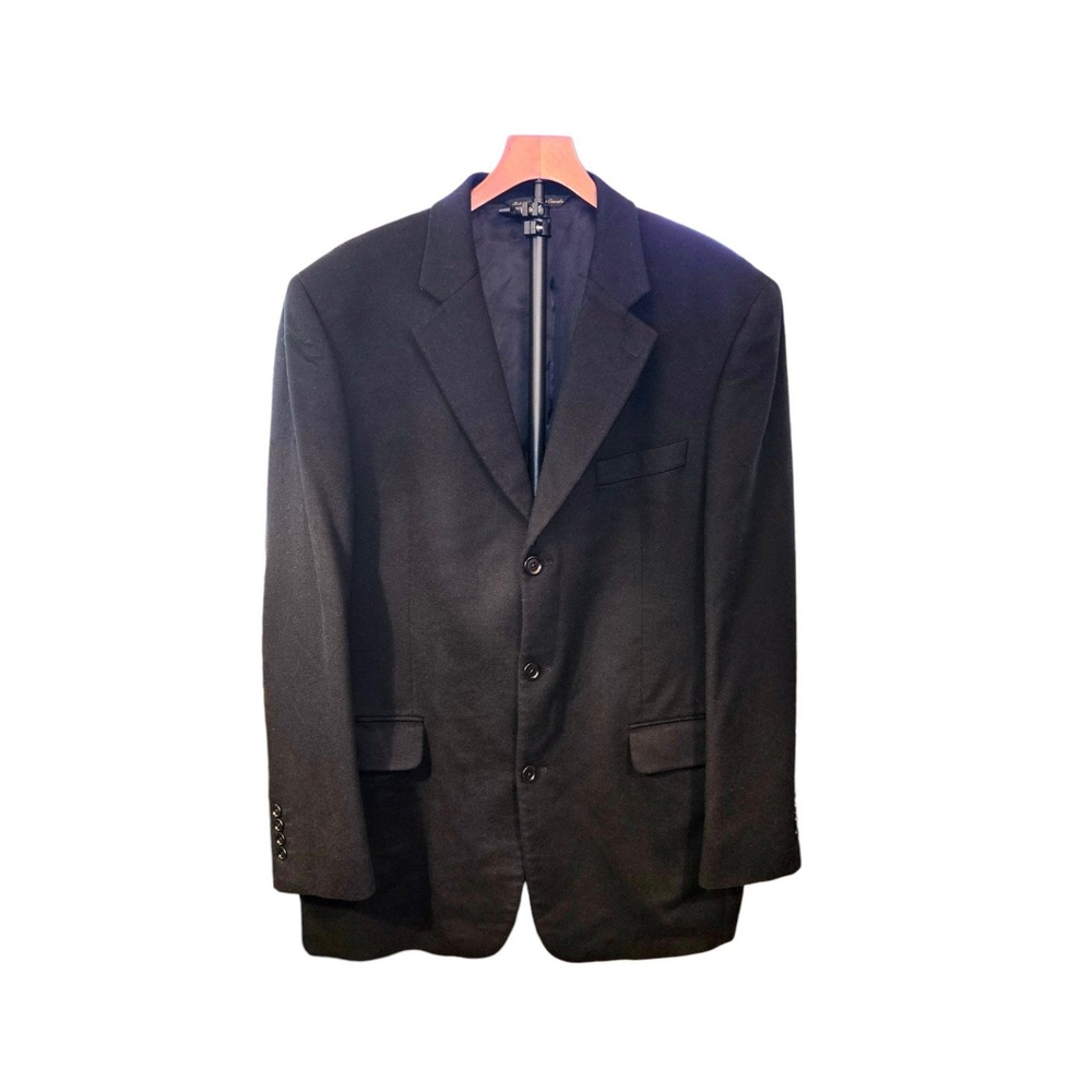 M-L-M Clothiers Blazer Mens 44L Black Loro Piana 100% Cashmere 3 Button Jacket